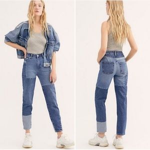 We the Free Patchwork High Waisted Straight Jeans size 28